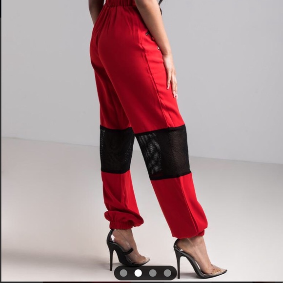 AKIRA Pants - AKIRA Red Mesh Racer Pants